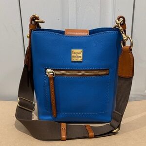 Dooney & Bourke - Raleigh Small Roxy Bag Ocean Blue Leather with Tan Trim